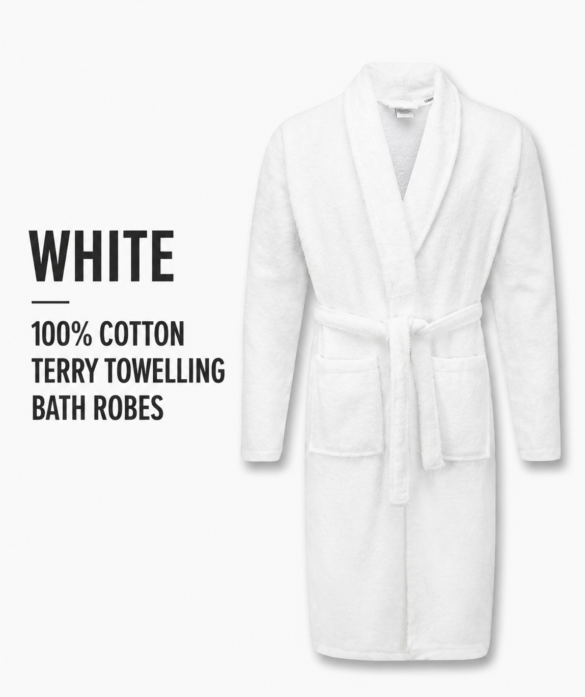 White 100% Cotton Terry Towelling Bath Robes