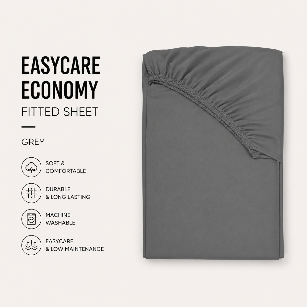 Easycare Economy Fitted Sheet - Grey