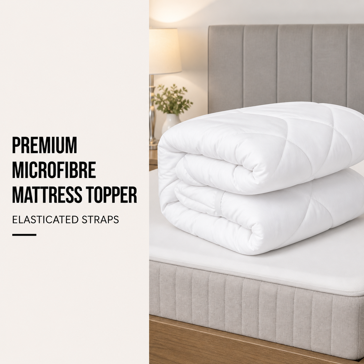 Premium Microfibre Mattress Topper - Elasticated Straps