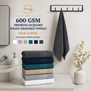 600 GSM Premium Jacquard Weave Designed Towels - Face Cloths (available in more colours)