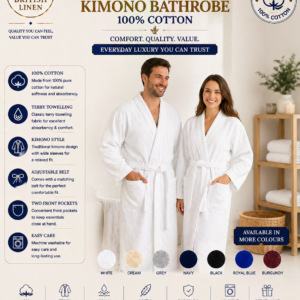 Value Range Terry Towelling Kimono Bathrobe - 100% Cotton