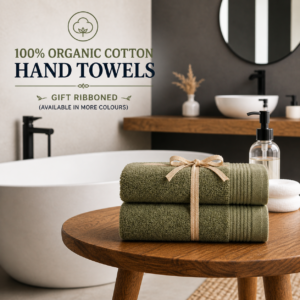 100% Organic Cotton Hand Towels - Gift Ribboned (available in more colours)