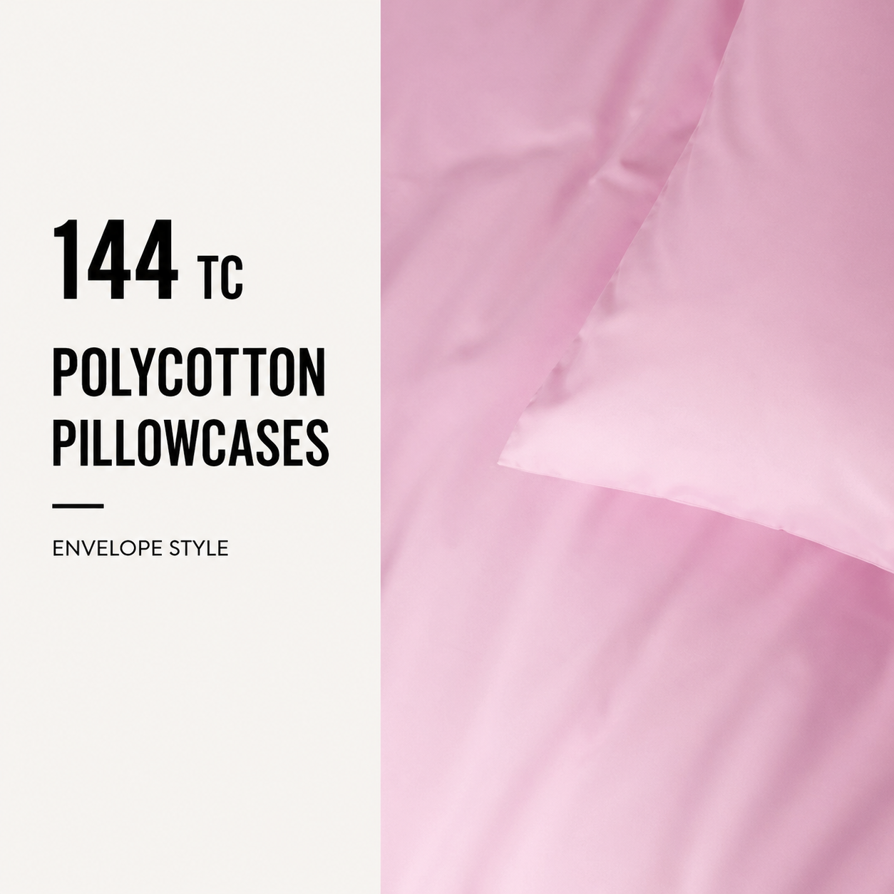 144 Thread Count, 68 Pick Polycotton - Envelope Style Pillowcases (Available in more colours)