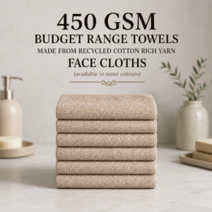 450 GSM Budget Range Towels - Made from Recycled Cotton Rich Yarn - Face Cloths (available in more colours)