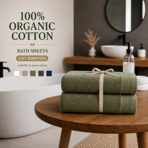 100% Organic Cotton Bath Sheets - Gift Ribboned (available in more colours)