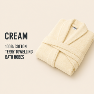 Cream 100% Cotton Terry Towelling Bath Robes