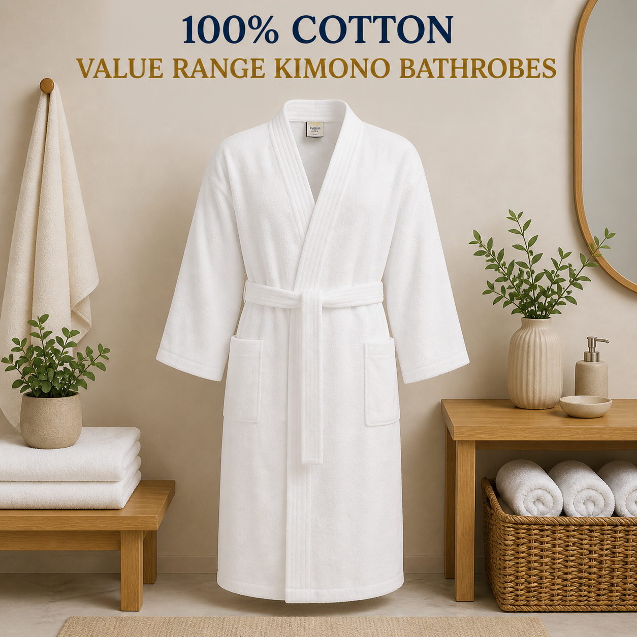 100% Cotton Value Range Kimono Bathrobes (Available in more colours)