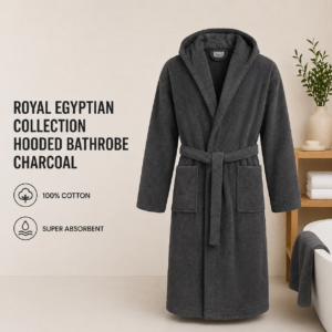 Royal Egyptian Collection Hooded Bathrobe Charcoal