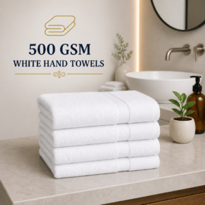 500 GSM White Hand Towels