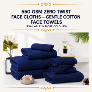 550 GSM Zero Twist Face Cloths – Gentle Cotton Face Towels (available in more colours)