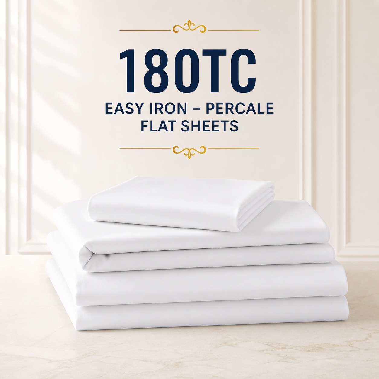 180TC Easy Iron - Percale Flat Sheets
