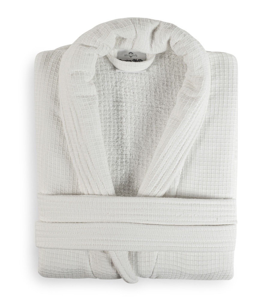 Premium 2in1 'Waffle Outer' 'Towelling Inner' 100% Cotton Dressing Gowns - Shawl Collar - Image 2