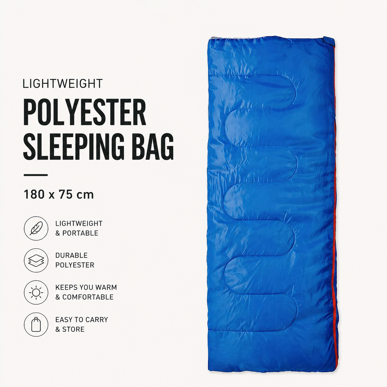 Lightweight Polyester Sleeping Bag – 180x75cm | Sleeping Bags UK
