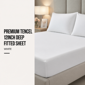 Premium Tencel 12inch Deep Fitted Sheet - White