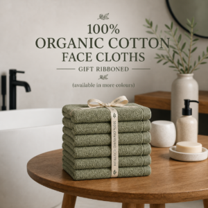 100% Organic Cotton Face Cloths - Gift Ribboned (available in more colours)