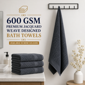 600 GSM Premium Jacquard Weave Designed Towels - Bath Towels (available in more colours)
