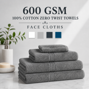 600 GSM 100% Cotton Zero Twist Face Cloths (available in more colours)