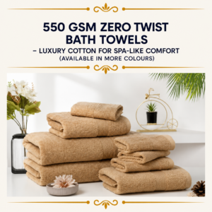 550 GSM Zero Twist Bath Towels – Luxury Cotton for Spa-Like Comfort (available in more colours)