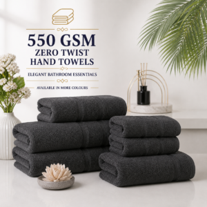 550 GSM Zero Twist Hand Towels – Elegant Bathroom Essentials (available in more colours)
