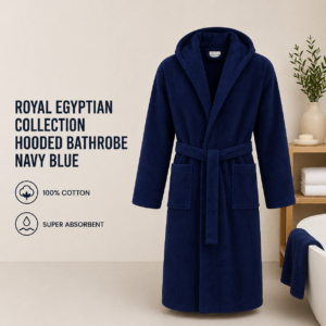 Royal Egyptian Collection Hooded Bathrobe Navy Blue