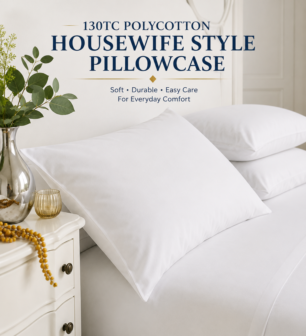 130TC Polycotton Housewife Style Pillowcase