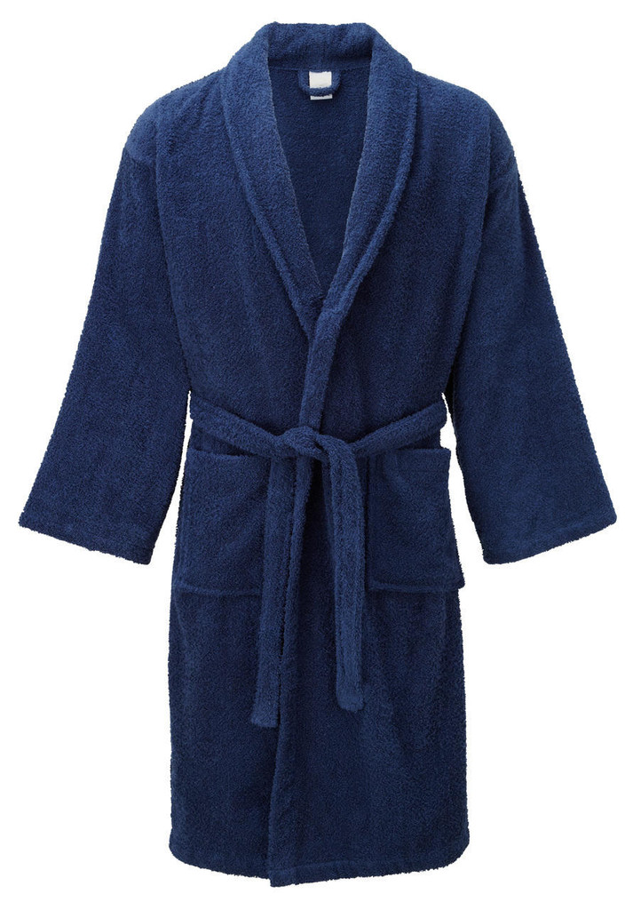 Navy Blue 100% Cotton Terry Towelling Bath Robes