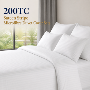 200TC Sateen Stripe Microfibre Duvet Cover Sets