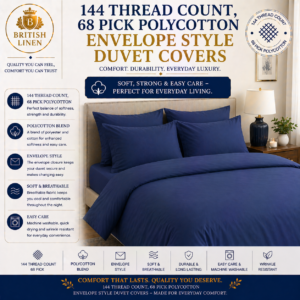144 Thread Count, 68 Pick Polycotton - Envelope Style Duvet Covers