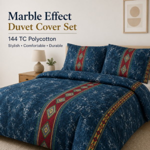 Marble Effect Duvet Covet Set - 144 TC Polycotton