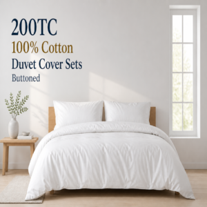200TC 100% Cotton Duvet Cover Sets - Buttoned