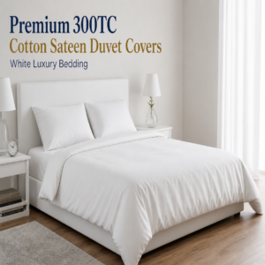 Premium 300TC Cotton Sateen Duvet Covers – White Luxury Bedding