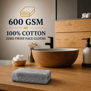 600 GSM 100% Cotton Zero Twist Face Cloths