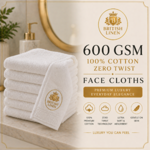 600 GSM 100% Cotton Zero Twist Face Cloths