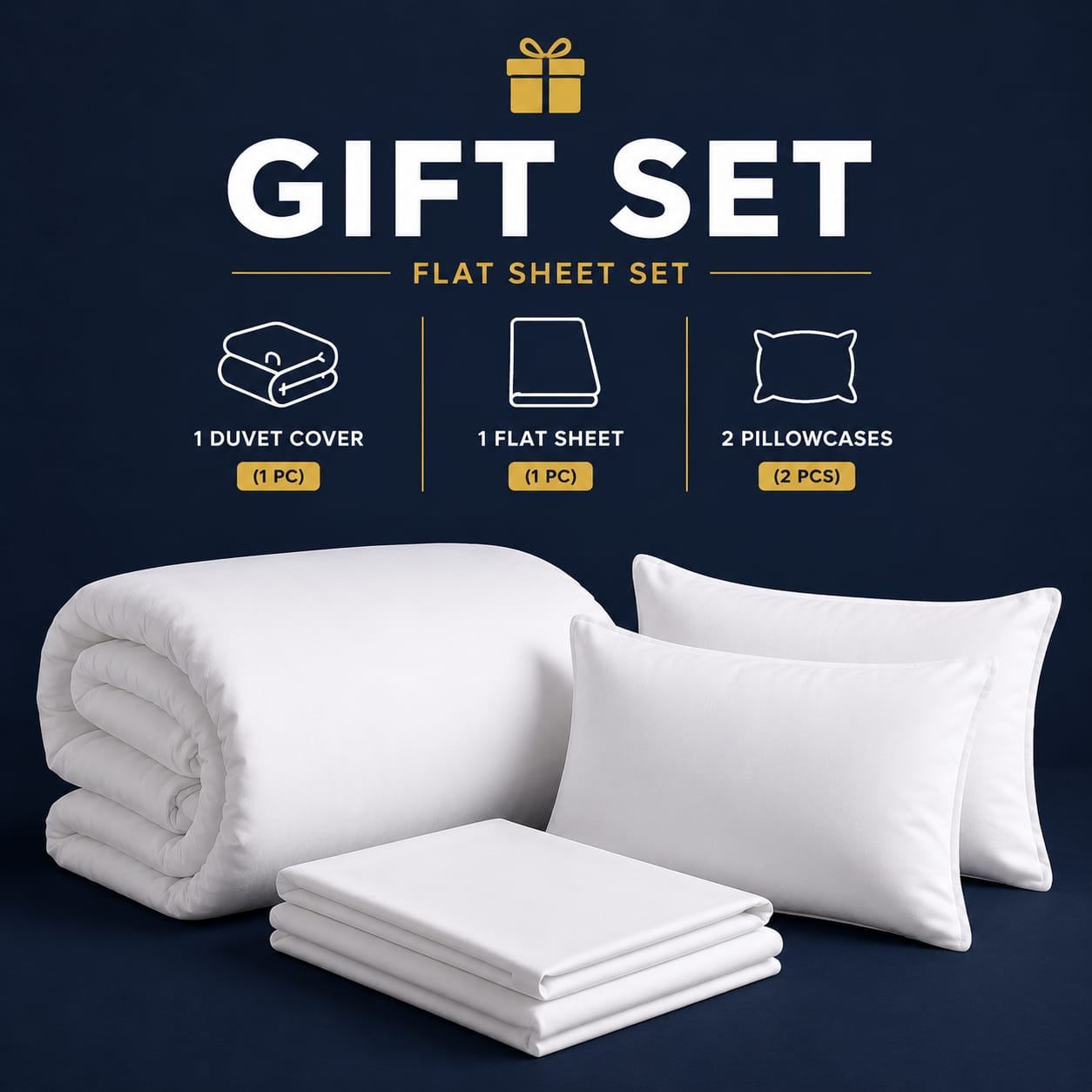 200TC 100% Cotton Percale Flat Sheet Gift Set