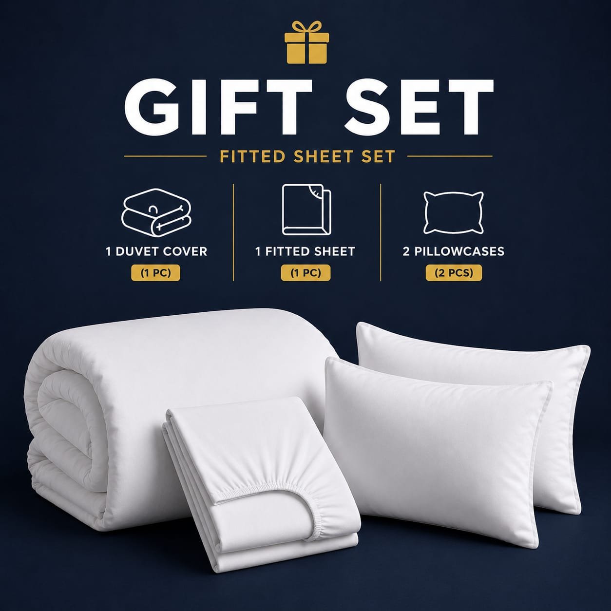 200TC 100% Cotton Percale Fitted Sheet Gift Set